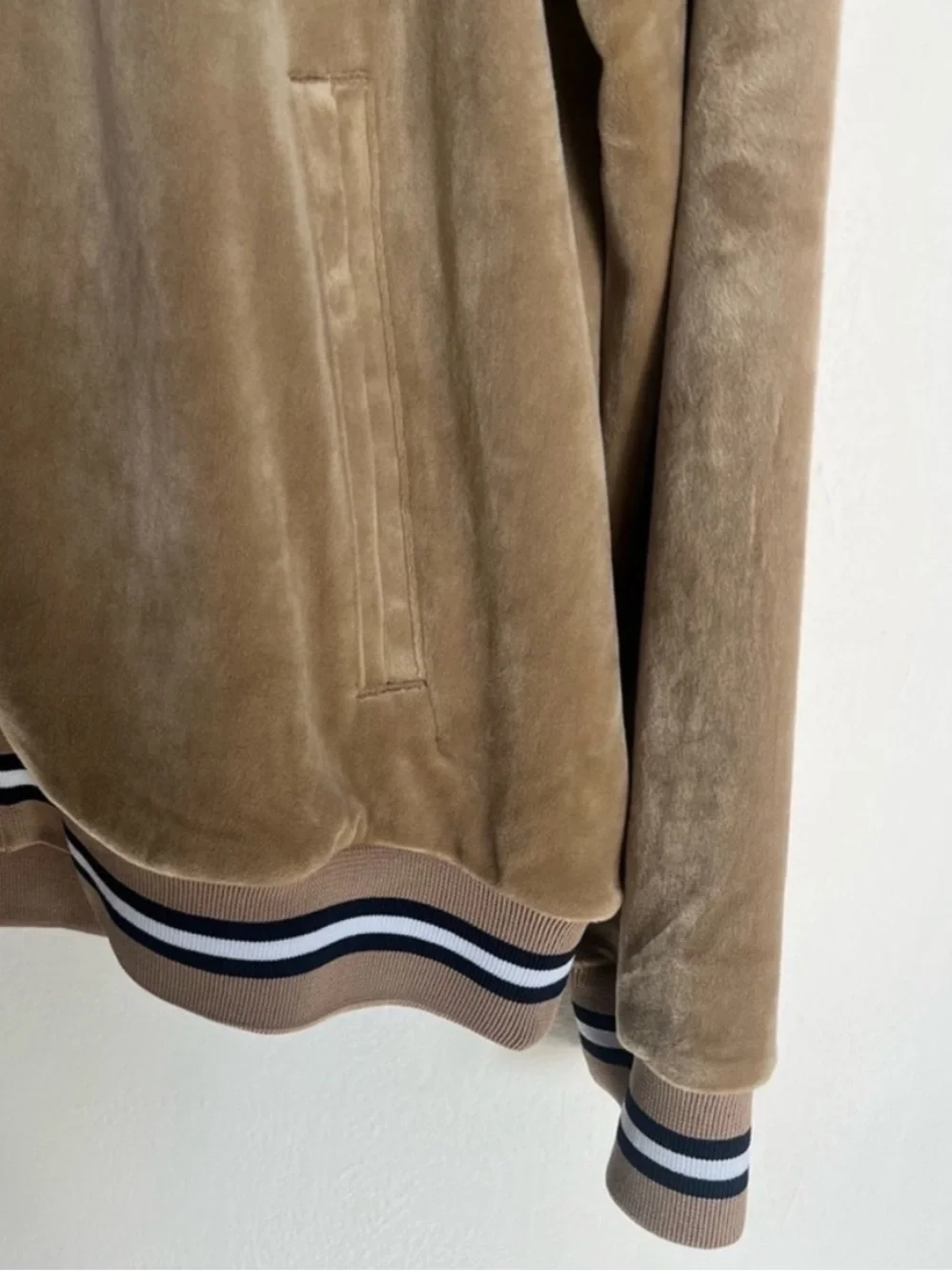 TRUE RELIGION Velour Tour Track Jacket World Tour Travertine Sz M